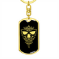 Calavera Mexican Sugar Skull 50 Keychain Stainless Steel or 18k Gold Dog Tag Keyring-Express Your Love Gifts