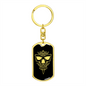 Calavera Mexican Sugar Skull 50 Keychain Stainless Steel or 18k Gold Dog Tag Keyring-Express Your Love Gifts