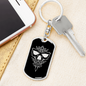Calavera Mexican Sugar Skull 50 Keychain Stainless Steel or 18k Gold Dog Tag Keyring-Express Your Love Gifts