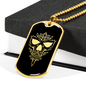 Calavera Mexican Sugar Skull 50 Necklace Stainless Steel or 18k Gold Dog Tag 24" Chain-Express Your Love Gifts