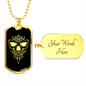 Calavera Mexican Sugar Skull 50 Necklace Stainless Steel or 18k Gold Dog Tag 24" Chain-Express Your Love Gifts