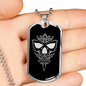 Calavera Mexican Sugar Skull 50 Necklace Stainless Steel or 18k Gold Dog Tag 24" Chain-Express Your Love Gifts