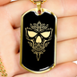 Calavera Mexican Sugar Skull 50 Necklace Stainless Steel or 18k Gold Dog Tag 24" Chain-Express Your Love Gifts