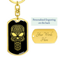 Calavera Mexican Sugar Skull 51 Keychain Stainless Steel or 18k Gold Dog Tag Keyring-Express Your Love Gifts