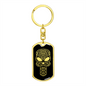 Calavera Mexican Sugar Skull 51 Keychain Stainless Steel or 18k Gold Dog Tag Keyring-Express Your Love Gifts