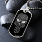 Calavera Mexican Sugar Skull 51 Necklace Stainless Steel or 18k Gold Dog Tag 24" Chain-Express Your Love Gifts