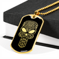 Calavera Mexican Sugar Skull 51 Necklace Stainless Steel or 18k Gold Dog Tag 24" Chain-Express Your Love Gifts