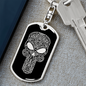 Calavera Mexican Sugar Skull 52 Keychain Stainless Steel or 18k Gold Dog Tag Keyring-Express Your Love Gifts