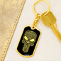 Calavera Mexican Sugar Skull 52 Keychain Stainless Steel or 18k Gold Dog Tag Keyring-Express Your Love Gifts