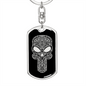 Calavera Mexican Sugar Skull 52 Keychain Stainless Steel or 18k Gold Dog Tag Keyring-Express Your Love Gifts