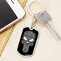 Calavera Mexican Sugar Skull 52 Keychain Stainless Steel or 18k Gold Dog Tag Keyring-Express Your Love Gifts