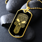 Calavera Mexican Sugar Skull 52 Necklace Stainless Steel or 18k Gold Dog Tag 24" Chain-Express Your Love Gifts