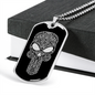 Calavera Mexican Sugar Skull 52 Necklace Stainless Steel or 18k Gold Dog Tag 24" Chain-Express Your Love Gifts