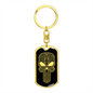 Calavera Mexican Sugar Skull 53 Keychain Stainless Steel or 18k Gold Dog Tag Keyring-Express Your Love Gifts
