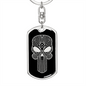 Calavera Mexican Sugar Skull 53 Keychain Stainless Steel or 18k Gold Dog Tag Keyring-Express Your Love Gifts