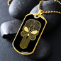 Calavera Mexican Sugar Skull 53 Necklace Stainless Steel or 18k Gold Dog Tag 24" Chain-Express Your Love Gifts