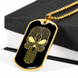 Calavera Mexican Sugar Skull 53 Necklace Stainless Steel or 18k Gold Dog Tag 24" Chain-Express Your Love Gifts