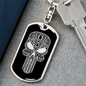 Calavera Mexican Sugar Skull 54 Keychain Stainless Steel or 18k Gold Dog Tag Keyring-Express Your Love Gifts