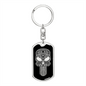 Calavera Mexican Sugar Skull 54 Keychain Stainless Steel or 18k Gold Dog Tag Keyring-Express Your Love Gifts
