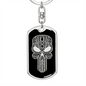 Calavera Mexican Sugar Skull 54 Keychain Stainless Steel or 18k Gold Dog Tag Keyring-Express Your Love Gifts