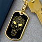 Calavera Mexican Sugar Skull 55 Keychain Stainless Steel or 18k Gold Dog Tag Keyring-Express Your Love Gifts