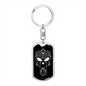 Calavera Mexican Sugar Skull 55 Keychain Stainless Steel or 18k Gold Dog Tag Keyring-Express Your Love Gifts