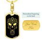 Calavera Mexican Sugar Skull 55 Keychain Stainless Steel or 18k Gold Dog Tag Keyring-Express Your Love Gifts