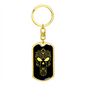 Calavera Mexican Sugar Skull 55 Keychain Stainless Steel or 18k Gold Dog Tag Keyring-Express Your Love Gifts