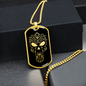 Calavera Mexican Sugar Skull 55 Necklace Stainless Steel or 18k Gold Dog Tag 24" Chain-Express Your Love Gifts