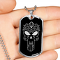 Calavera Mexican Sugar Skull 55 Necklace Stainless Steel or 18k Gold Dog Tag 24" Chain-Express Your Love Gifts