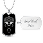 Calavera Mexican Sugar Skull 55 Necklace Stainless Steel or 18k Gold Dog Tag 24" Chain-Express Your Love Gifts