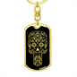 Calavera Mexican Sugar Skull 56 Keychain Stainless Steel or 18k Gold Dog Tag Keyring-Express Your Love Gifts