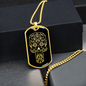 Calavera Mexican Sugar Skull 56 Necklace Stainless Steel or 18k Gold Dog Tag 24" Chain-Express Your Love Gifts