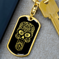 Calavera Mexican Sugar Skull 57 Keychain Stainless Steel or 18k Gold Dog Tag Keyring-Express Your Love Gifts