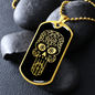Calavera Mexican Sugar Skull 57 Necklace Stainless Steel or 18k Gold Dog Tag 24" Chain-Express Your Love Gifts