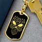 Calavera Mexican Sugar Skull 58 Keychain Stainless Steel or 18k Gold Dog Tag Keyring-Express Your Love Gifts