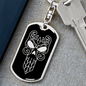 Calavera Mexican Sugar Skull 59 Keychain Stainless Steel or 18k Gold Dog Tag Keyring-Express Your Love Gifts
