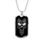Calavera Mexican Sugar Skull 59 Necklace Stainless Steel or 18k Gold Dog Tag 24" Chain-Express Your Love Gifts