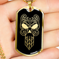 Calavera Mexican Sugar Skull 59 Necklace Stainless Steel or 18k Gold Dog Tag 24" Chain-Express Your Love Gifts