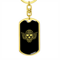 Calavera Mexican Sugar Skull 6 Keychain Stainless Steel or 18k Gold Dog Tag Keyring-Express Your Love Gifts