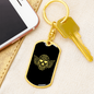 Calavera Mexican Sugar Skull 6 Keychain Stainless Steel or 18k Gold Dog Tag Keyring-Express Your Love Gifts
