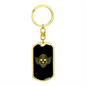 Calavera Mexican Sugar Skull 6 Keychain Stainless Steel or 18k Gold Dog Tag Keyring-Express Your Love Gifts