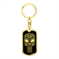 Calavera Mexican Sugar Skull 60 Keychain Stainless Steel or 18k Gold Dog Tag Keyring-Express Your Love Gifts