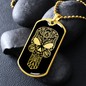 Calavera Mexican Sugar Skull 60 Necklace Stainless Steel or 18k Gold Dog Tag 24" Chain-Express Your Love Gifts