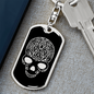 Calavera Mexican Sugar Skull 61 Keychain Stainless Steel or 18k Gold Dog Tag Keyring-Express Your Love Gifts