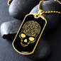 Calavera Mexican Sugar Skull 61 Necklace Stainless Steel or 18k Gold Dog Tag 24" Chain-Express Your Love Gifts