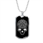 Calavera Mexican Sugar Skull 61 Necklace Stainless Steel or 18k Gold Dog Tag 24" Chain-Express Your Love Gifts