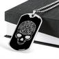 Calavera Mexican Sugar Skull 61 Necklace Stainless Steel or 18k Gold Dog Tag 24" Chain-Express Your Love Gifts