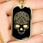 Calavera Mexican Sugar Skull 61 Necklace Stainless Steel or 18k Gold Dog Tag 24" Chain-Express Your Love Gifts