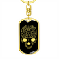 Calavera Mexican Sugar Skull 63 Keychain Stainless Steel or 18k Gold Dog Tag Keyring-Express Your Love Gifts